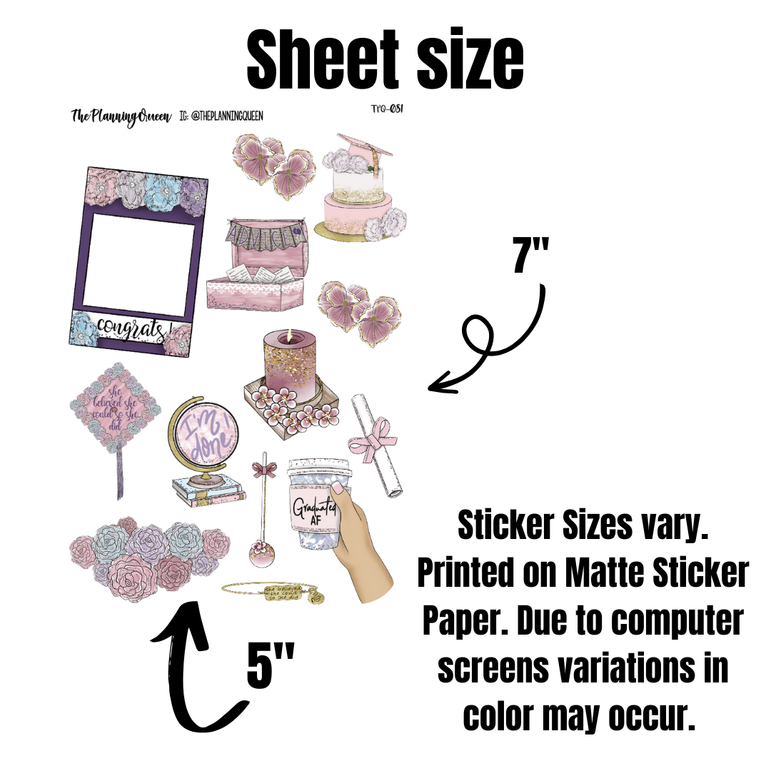 Journaling 3 Page Sticker Kit, Graduation Stickers, Stickers for Journaling, Planner Stickers for Journals, Dotted Journal Stickers, Jorunaling Stickers For Adults, Scrapbooking Stickers