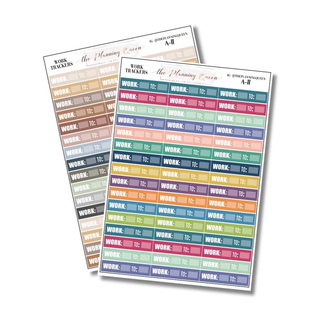 Work Tracking Stickers, Daily Work Schedule Stickers, Planner Stickers, Functional Planner Stickers, Work Schedule Stickers, 96 Stickers, 1.5" in length, Multicolor