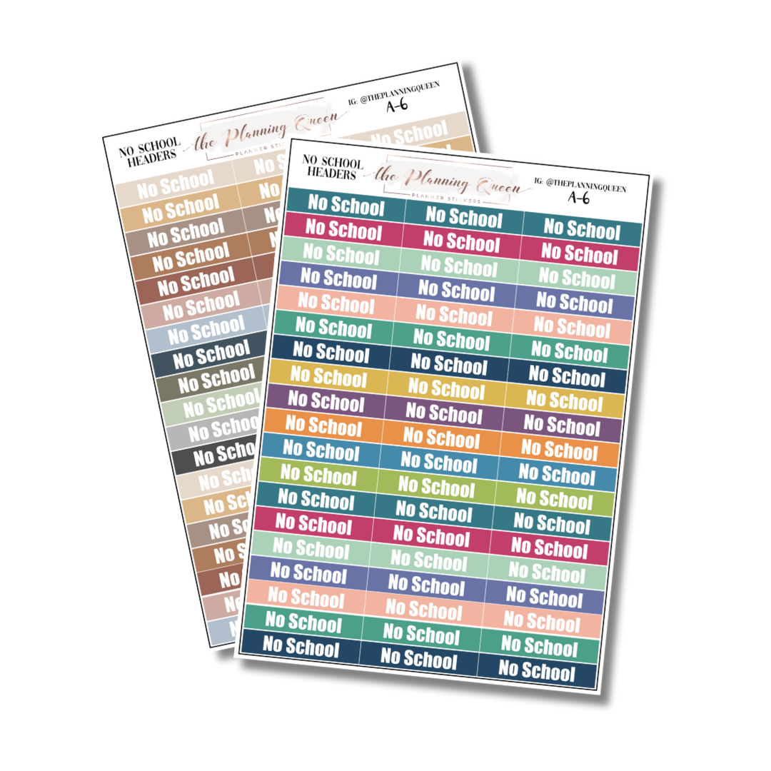 No School Stickers, Student Planner, Parent Stickers, Funcational Planner Stickers, Header and Label Stickers, 114 Stickers, 1.5" in length, Multicolor