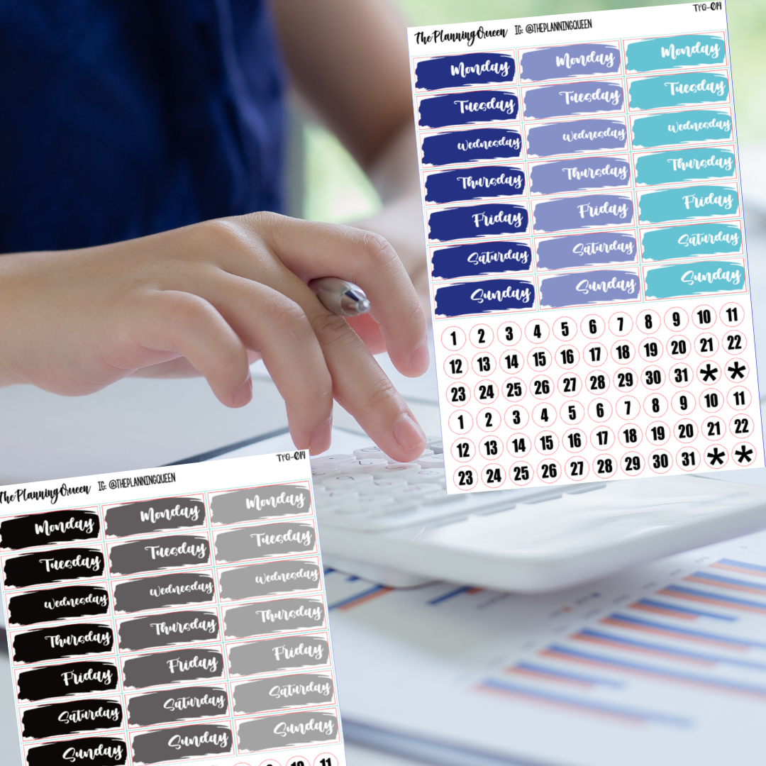 TPQ-014 Date Cover and Date Dots Bundle, Date Covers Planner Stickers, Date Covers Planner Stickers in Rainbow Colors