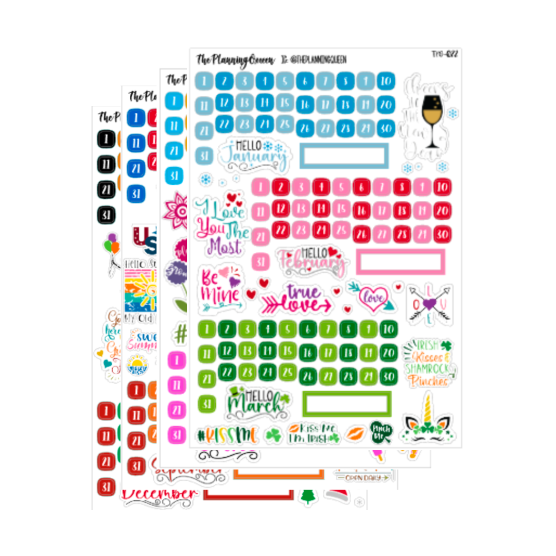 TPQ-026 Month bundle For Buju, Monthly stickers for scrap booking or  planning, 300+ stickers, January-December planner stickers, Calendar  Stickers for