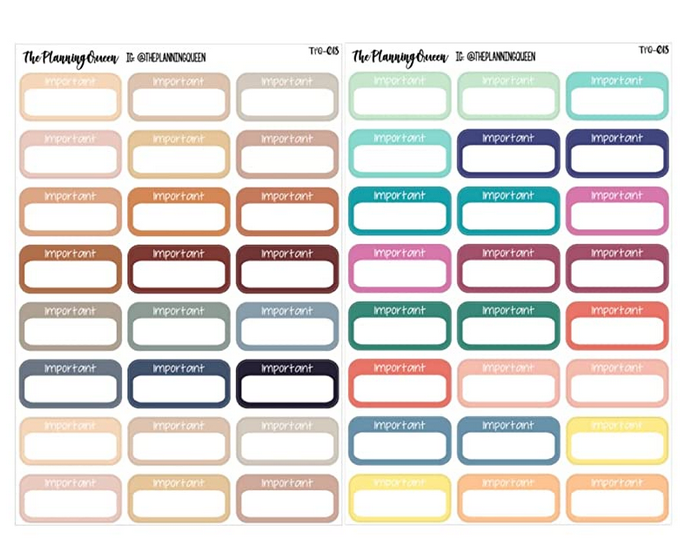 TPQ-024 Important Quarterboxes, Appointment labels to mark important tasks and to do's, 2 sheets, 48 stickers total, bright and neutral color stickers