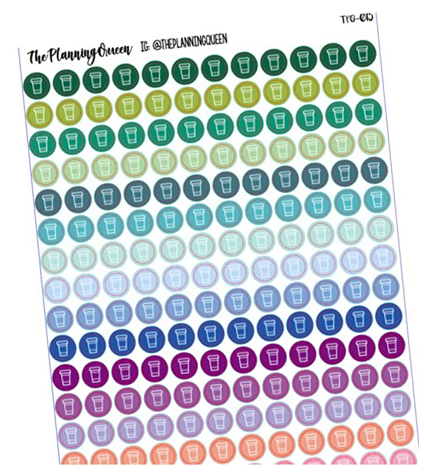 TPQ-025 Coffee cup icon planner stickers, multicolor icon stickers, 204 stickers 0.3" in diameter, MINI icon stickers, But first COFFEE, Drink icon stickers, Coffee date stickers, stickers for calendar