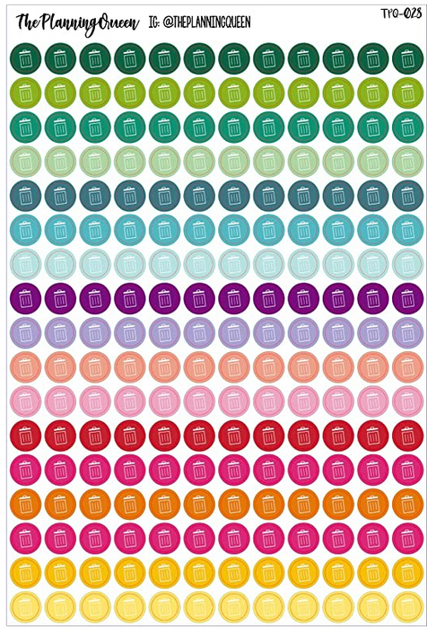 TPQ-028 TRASH DAY Icon | Trash day, Taking out trash, Chore Stickers, 204 Stickers 0.3", Reminder Stickers for Calendars, Life Planner Organization