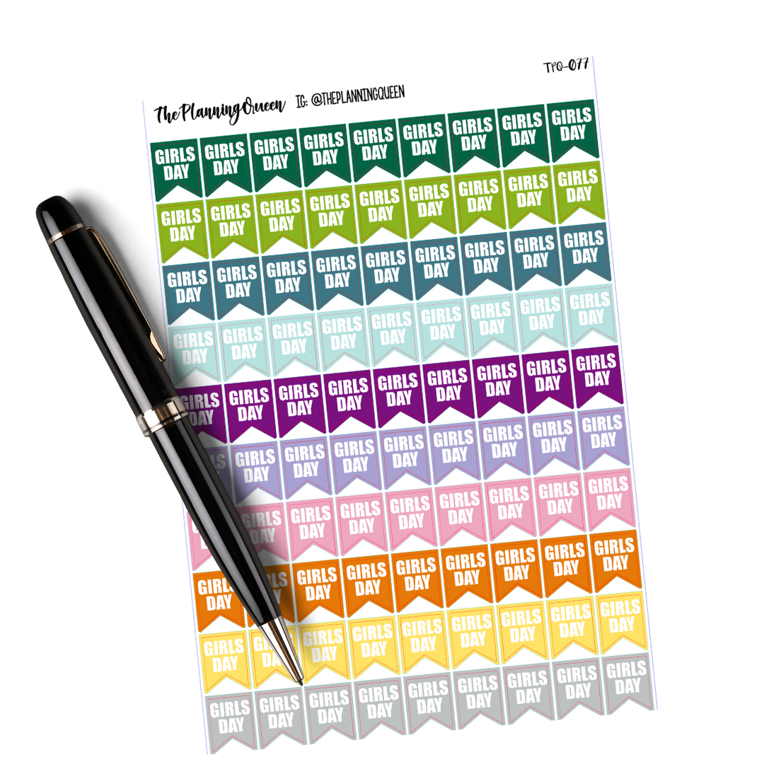 GIRLS DAY PAGE FLAG STICKERS | Girls Day Out, Me Time Stickers, Event Stickers, Functional Planner Stickers, Calendar Stickers