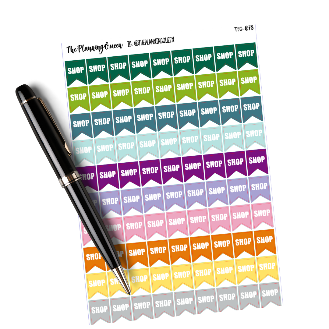 SHOP PAGE FLAG STICKERS | Shopping Trip, Reminder Stickers, Shop Tracker Stickers, Functional Planner Stickers, Productivity Stickers, 90 Stickers