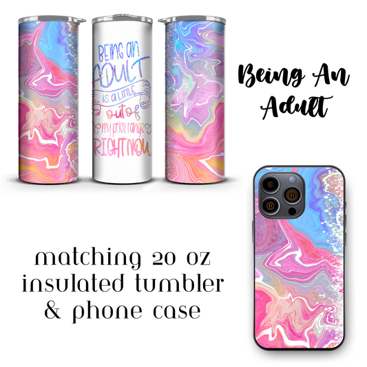 Adulting with Sass: Sarcastic Saying Matching Tumbler and Phone Case Set - Witty, Perfect for Sarcastic Adults, Perfect Graduation Gift Set