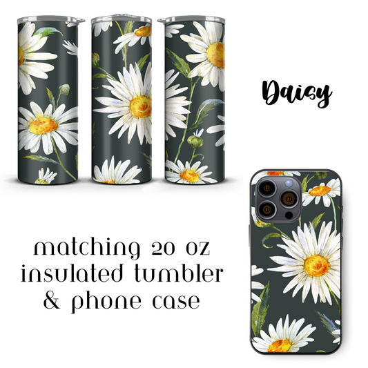 Daisy Delight: Matching Tumbler and Phone Case Gift Set - Floral Elegance, Stylish, and Perfect for Daisy Lovers, Gifts For Her