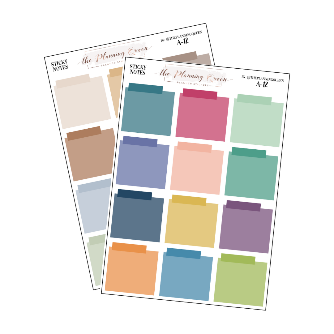 24-Piece Sticky Note Style Planner Stickers Set - Colorful and Neutral ...