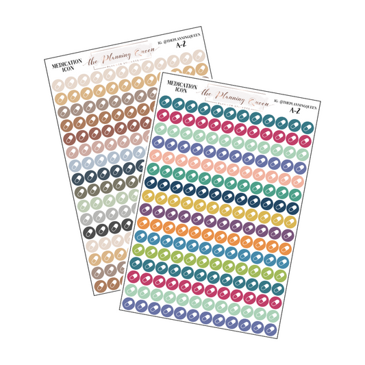 2 Pages of Medication Icon for Planners, Medication reminder stickers, Take pills stickers, Mini icon stickers for medication reminders, refill reminder 0.3" diameter, 384 Stickers total