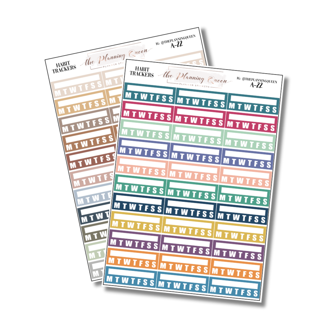 Weekly habit stickers, Sidebar Habit Tracker Stickers, Function Label Planner Stickers, Teacher Planners and Home School, Habit Trackers for Chore Tracking and Medication Reminders, 66 Stickers