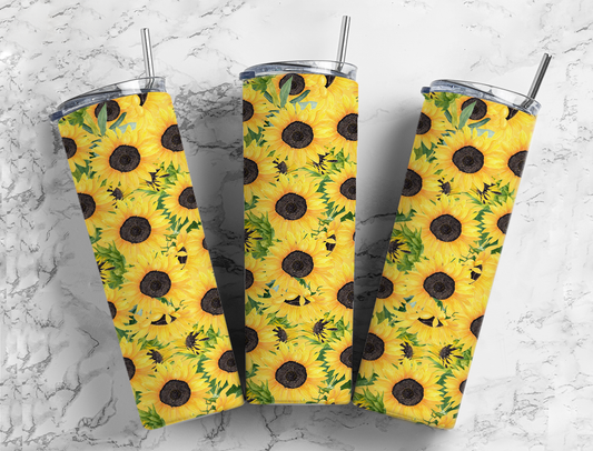 Sunny Blooms: Insulated Sunflower Tumbler