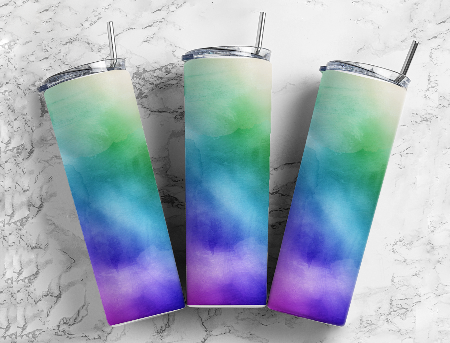 Blue, Green and Purple Tie Dye 20oz Insulated Tumblers, Gift Idea For The Tie Dye Obsessed