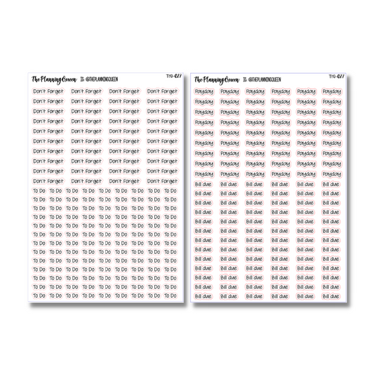 TPQ-027 Script Sticker Bundle | Minimalistic Scripts, Word Scripts, Functional Planner Stickers, Calendar Stickers for Adults, 500+ Stickers