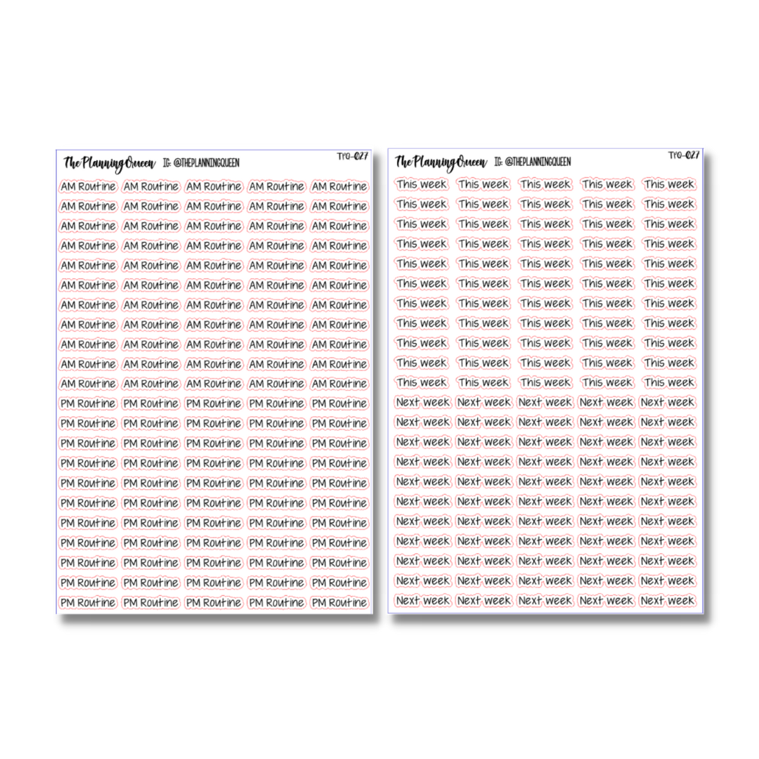 TPQ-027 Script Sticker Bundle  Minimalistic Scripts, Word Scripts, Fu –  The Planning Queen
