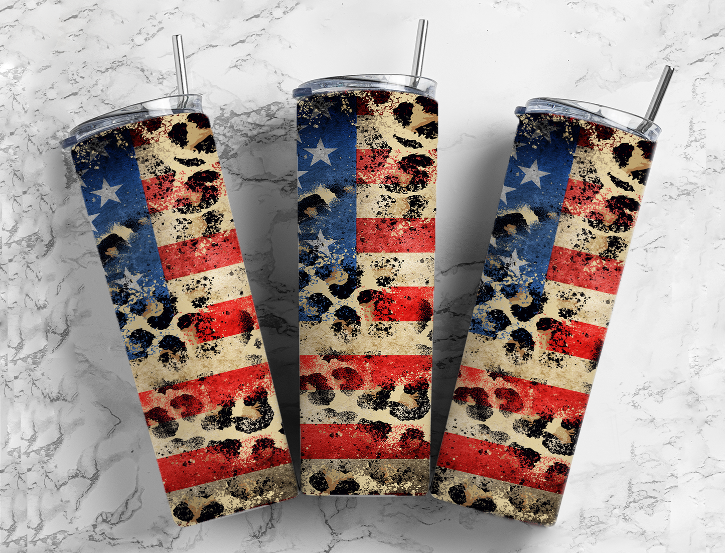 Cheetah Print American Flag 20 oz Insulated Tumbler | Veteran gift ideas, USA Pride Gifts
